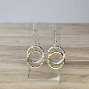 RARE RCI Sterling Silver and Gold Plated Double Hoop Earrings Fish Hook Back